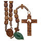 Medjugorje rosary with crosses, 7 mm olive wood grains and beige rope s1