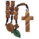Medjugorje rosary with crosses, olive wood grains and brown rope s2