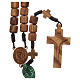 Medjugorje rosary with crosses, olive wood grains and brown rope s1