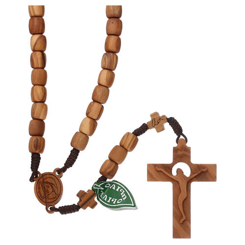Medjugorje rosary with 7 mm olive wood grains and brown rope 1