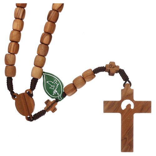 Medjugorje rosary with 7 mm olive wood grains and brown rope 2