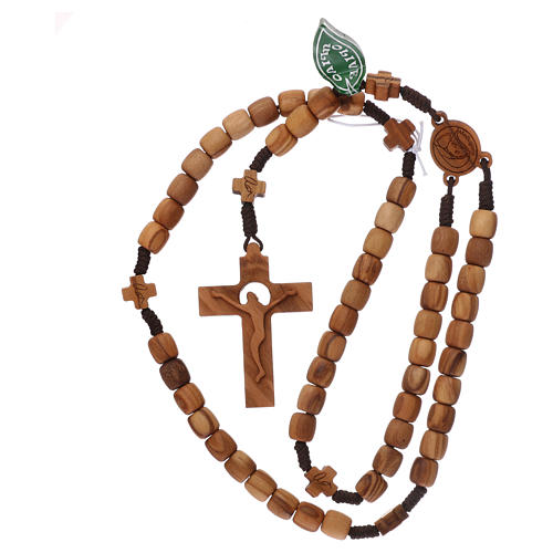 Medjugorje rosary with 7 mm olive wood grains and brown rope 4