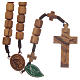 Medjugorje rosary with crosses, 6 mm grains in olive wood and brown rope s1