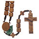 Medjugorje rosary with crosses, 6 mm grains in olive wood and brown rope s2