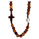 Medjugorje rosary choker with olive wood grains and brown rope s1