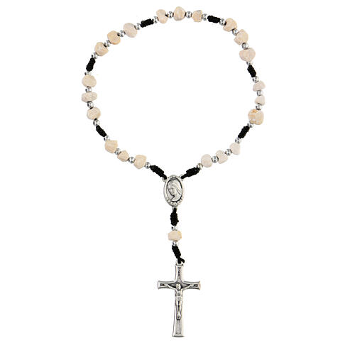 Medjugorje peace rosary beads in stone and black cord. 4