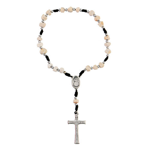 Medjugorje peace rosary beads in stone and black cord. 5