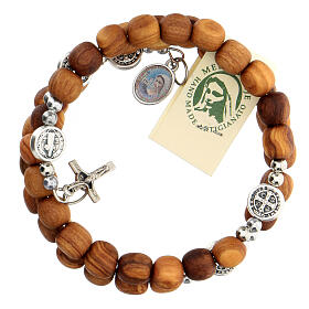 Medjugorje spring bracelet rosary olive wood beads Saint Benedict