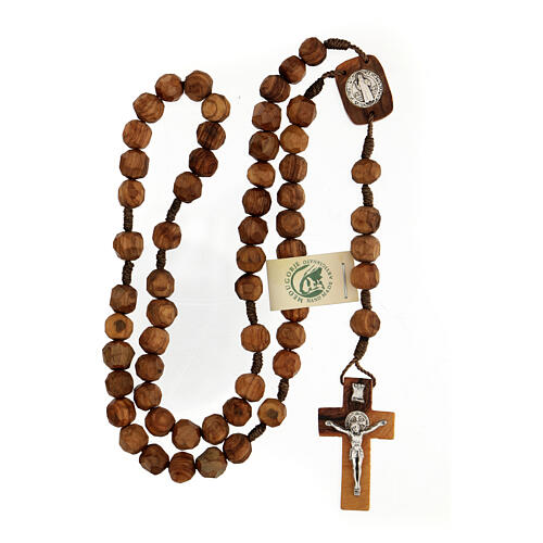 Medjugorje rosary Saint Benedict with olive wood grains 9 mm and cross 4