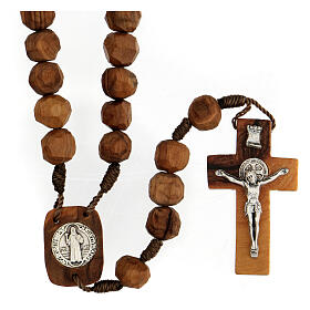 Medjugorje rosary with olive wood beads 9 mm, Saint Benedict medals and cross