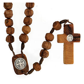 Medjugorje rosary with olive wood beads 9 mm, Saint Benedict medals and cross