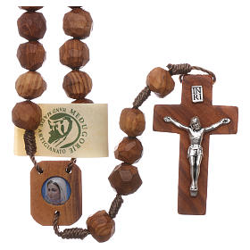 Medjugorje rosary with 9 mm olive wood grains and Our Lady center piece
