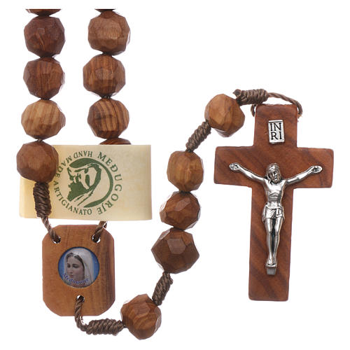 Medjugorje rosary with 9 mm olive wood grains and Our Lady center piece 1
