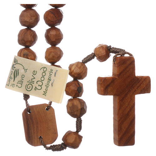 Medjugorje rosary with 9 mm olive wood grains and Our Lady center piece 2