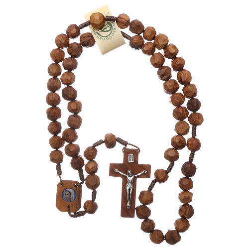 Medjugorje rosary with 9 mm olive wood grains and Our Lady center piece 4