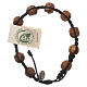 Medjugorje bracelet with 9 mm beads in olive wood and black rope s1
