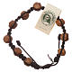 Medjugorje bracelet with 9 mm olive wood beads and brown rope s1