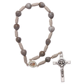 10er-Rosenkranz aus Medjugorje, Hiobsträne, beige Kordel und Kreuz