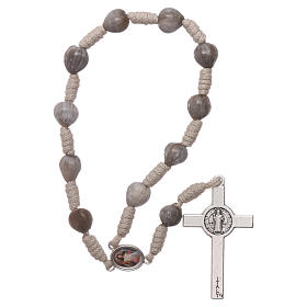 10er-Rosenkranz aus Medjugorje, Hiobsträne, beige Kordel und Kreuz