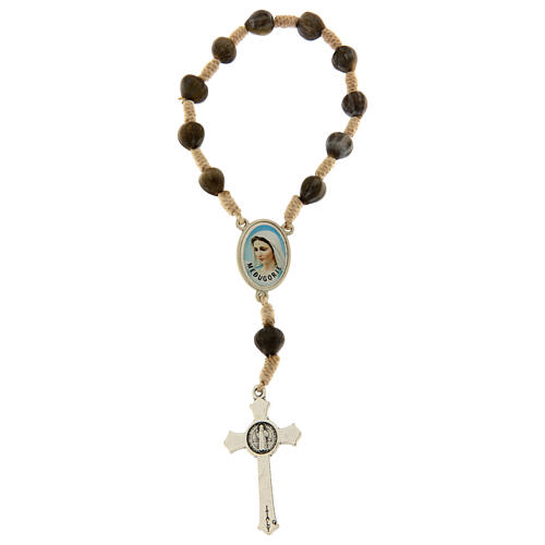 Medjugorje single decade rosary tears of Job in beige rope 2