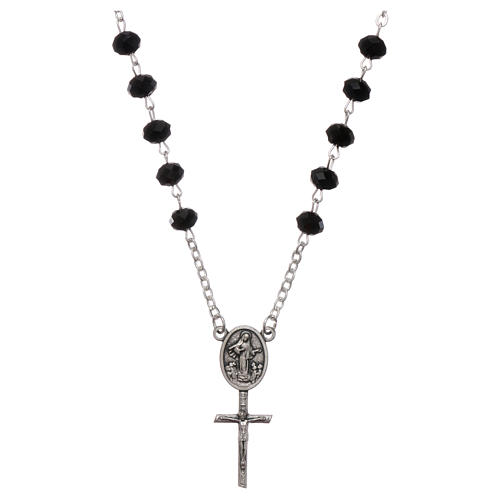 Medjugorje single decade rosary with black grains and chain 1