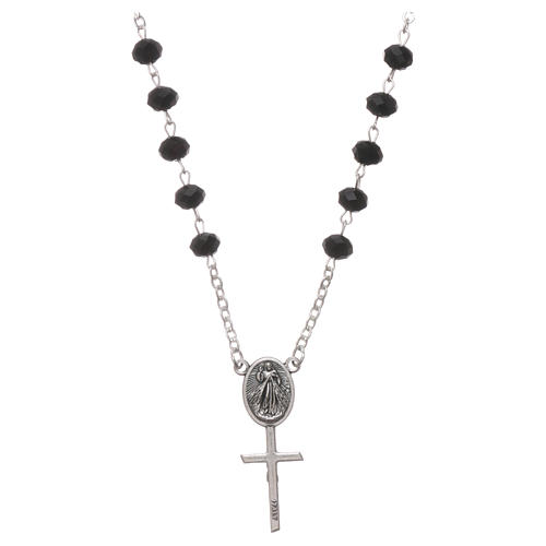 Medjugorje single decade rosary with black grains and chain 2