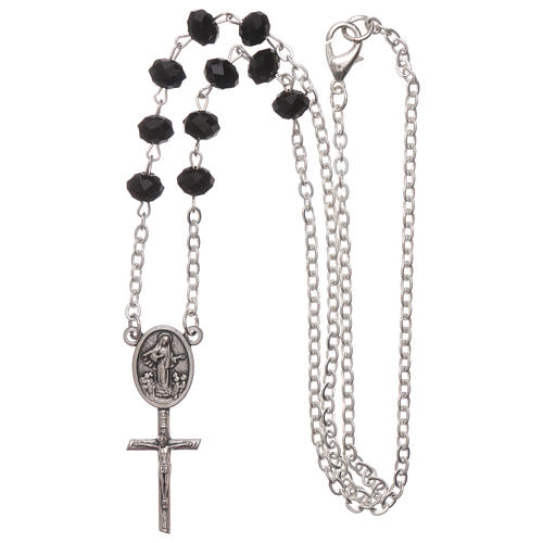 Medjugorje single decade rosary with black grains and chain 3
