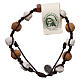 Decade rosary bracelet Medjugorje ten Tau bracelet in olive wood and white stones s1