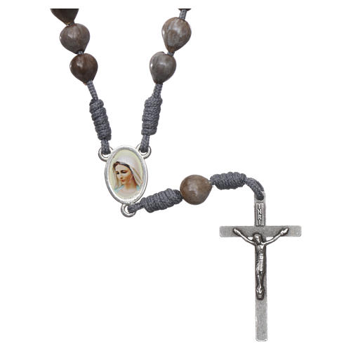 Chapelet de Medjugorje Larmes de Job corde grise croix 4x2 cm 1