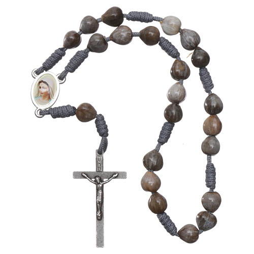 Rosary Medjugorje Chaplet Tears of Job gray cord cross 4x2 cm 3