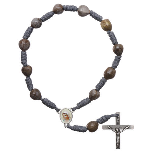 Medjugorje rosary bracelet Job's Tears, grey rope 1