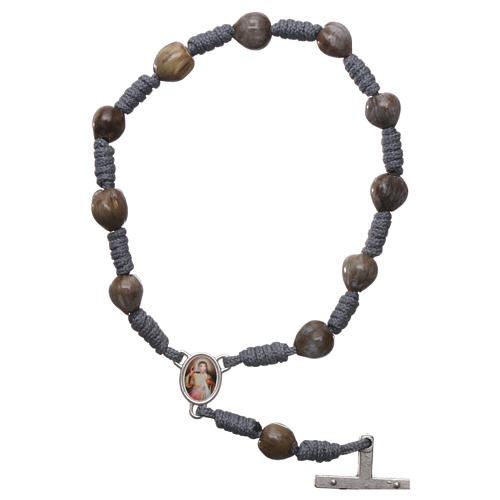Medjugorje rosary bracelet Job's Tears, grey rope 2