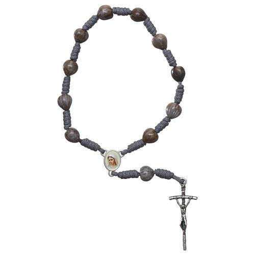 Decade rosary Medjugorje Chaplet Tears of Job gray cord 1