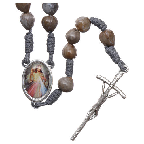 Medjugorje rosary Job's Tears, grey rope 2
