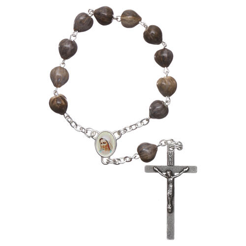 Decade rosary Medjugorje Job's Tear metal cross 4x2 cm 1