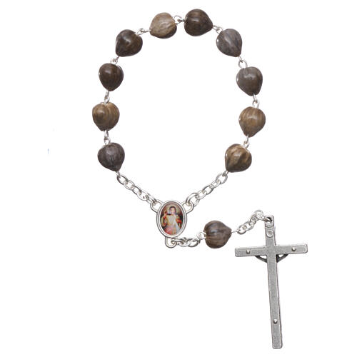 Decade rosary Medjugorje Job's Tear metal cross 4x2 cm 2