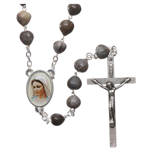 Medjugorje rosary Job's Tears, chain and cross 1