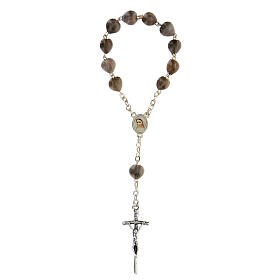 Medjugorje single decade rosary with Job's Tear cross chain 3.5x1.5 cm