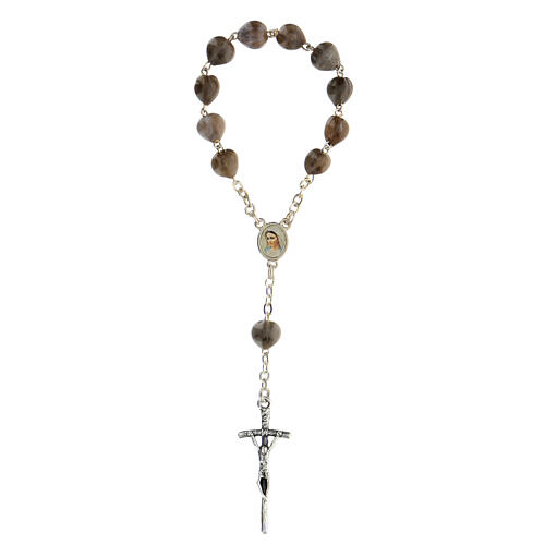 Medjugorje single decade rosary with Job's Tear cross chain 3.5x1.5 cm 1