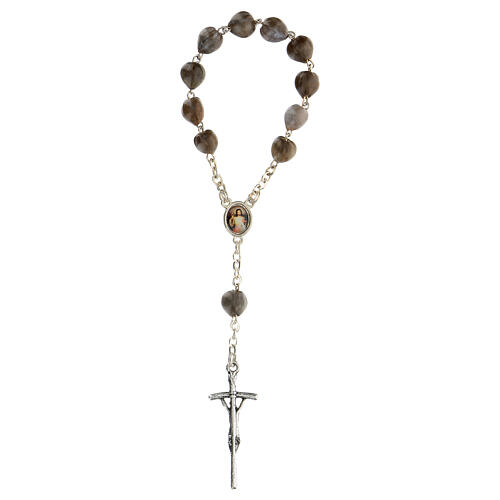 Medjugorje single decade rosary with Job's Tear cross chain 3.5x1.5 cm 2