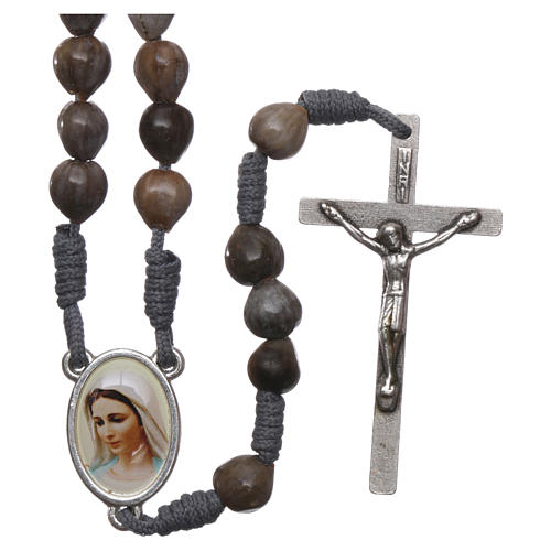 Medjugorje rosary Job's Tears, grey rope and cross 1