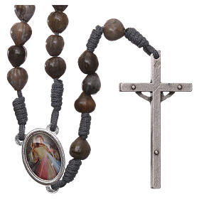 Medjugorje rosary Job's Tears, grey rope and cross