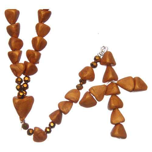 Medjugorje rosary in baked ceramic, ivory color, heart beads 8 mm 2