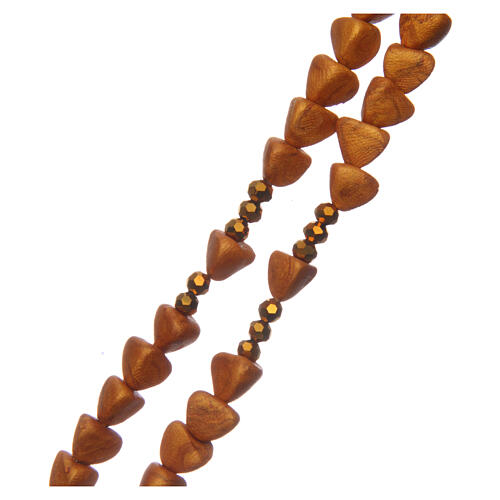 Medjugorje rosary in baked ceramic, ivory color, heart beads 8 mm 3