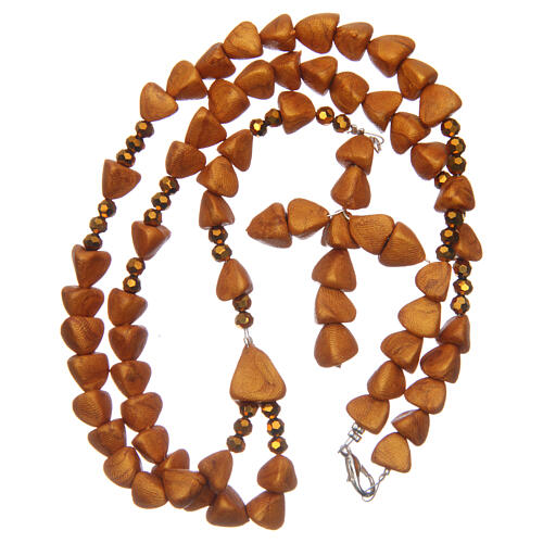 Medjugorje rosary in baked ceramic, ivory color, heart beads 8 mm 4