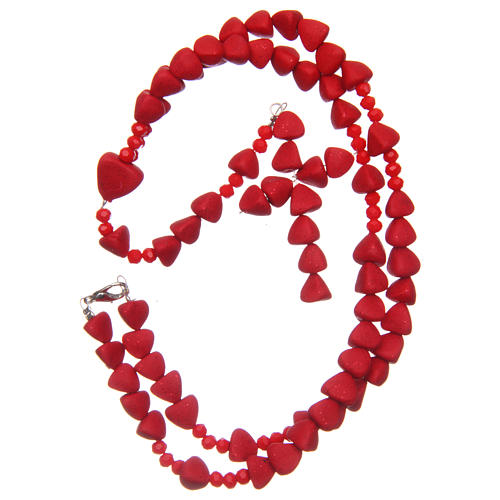 Medjugorje rosary in coral fired ceramic beads 8 mm 4
