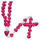 Medjugorje rosary in fuchsia fired ceramic beads 8 mm s1