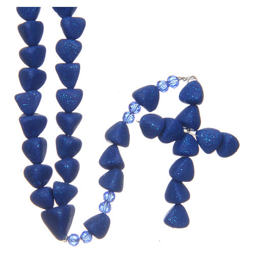 Rosario Medjugorje cerámica cocida azul de ultramar granos 8 mm 1