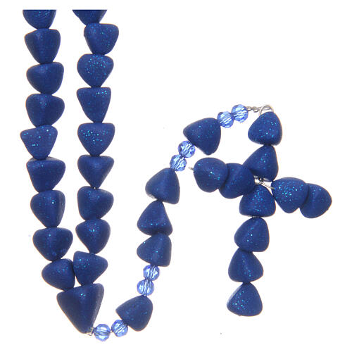 Medjugorje rosary in ultramarine blue baked ceramic, 8 mm beads 1