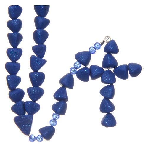 Medjugorje rosary in ultramarine blue baked ceramic, 8 mm beads 2
